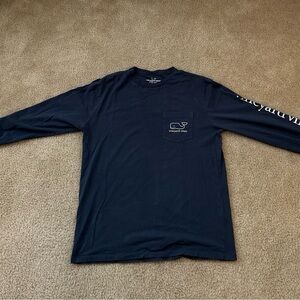 Vineyard Vines Long Sleeve Blue Tee with Signature Branding